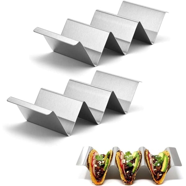 2-pack rostfritt stål tacobricka hållare tacohållare mexikansk matställ tacoställ vågig tacobricka