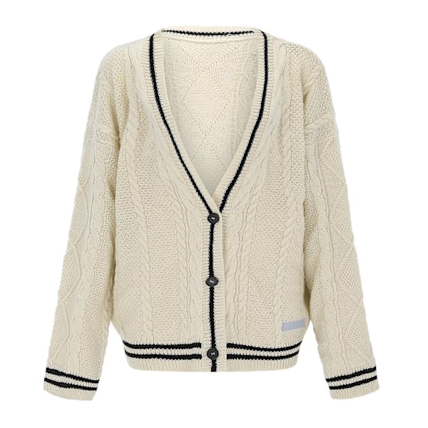 Taylor Swift Cardigan - Stickad Mysig Cardigan, Lätt Slapp Höst Cardigan Tröja Svart Aprikos Black apricot L