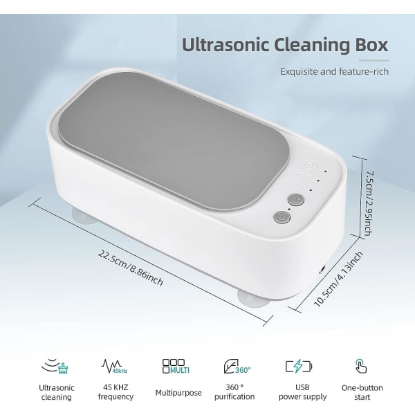 Ultraäänipesuri (valkoinen) silmälasit 45000Hz, ultraäänipesuri 3