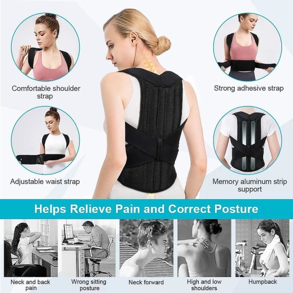 Posture Correction Spine Straight Brace, säädettävä selkätukiharjoitus naisille ja miehille, suunniteltu korjaamaan ryhtiä ja