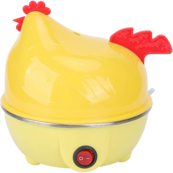 Hurtig eggkoker (15,6x15,6*16cm), 7 eggkapasitet Multifunksjonell elektrisk eggkoker Kyllingform
