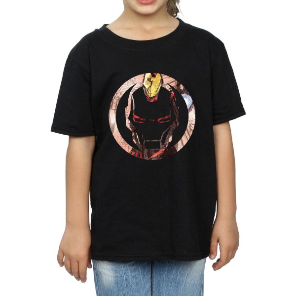 Marvel Girls Iron Man Montage Symbol puuvillainen T-paita 7-8 vuotta B Musta 7-8 vuotta