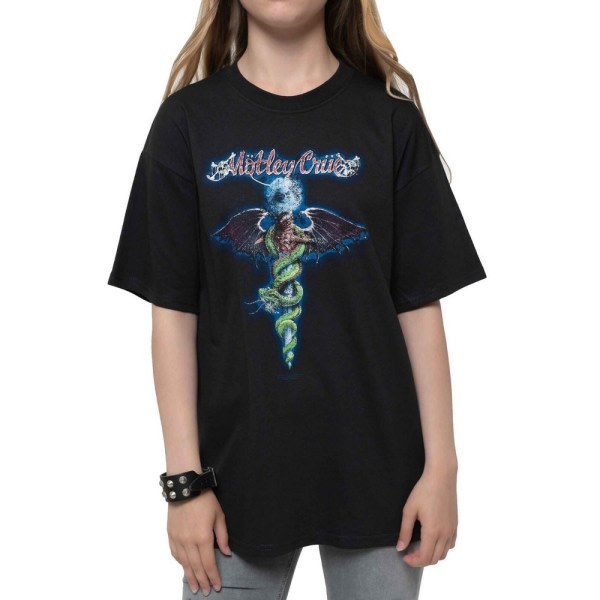 Motley Crue barn/barn dragon T-shirt 7-8 år Svart 7-8 år