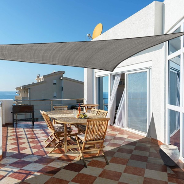 Trekantet solsejl 3x3x4.3m Vandtæt og UV-bestandigt, Egnet til have, terrasse, balkoner, grå