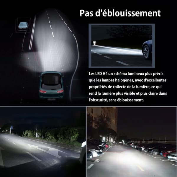 H4 LED-strålkastarlampor 6500K Vit Hi/Lo Beam Conversion Kit för 12V-24V bilar (2-pack)