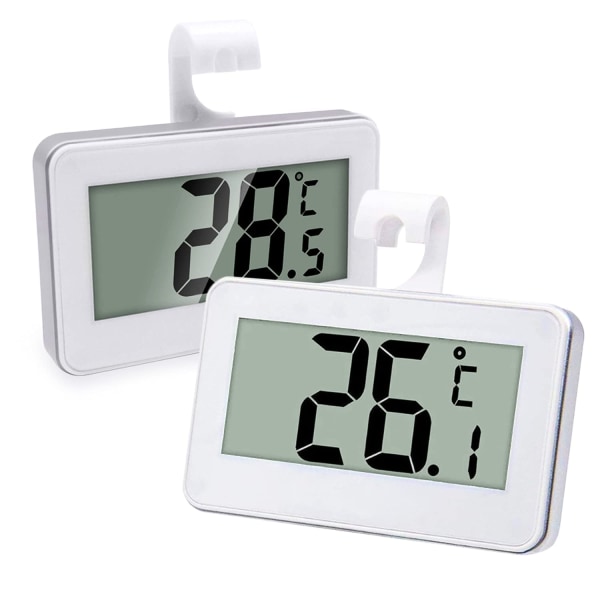 Digital Køl- og Frys Termometer, 2 Sæt Digital Vandafvisende Køl- og Frys Termometer med Letlæselig LCD-Skærm (Hvid-2)