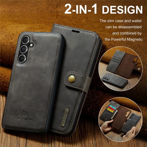 DG MING 2-i-1 Magnet Plånboksfodral för Samsung Galaxy S26 - Grå grå gray