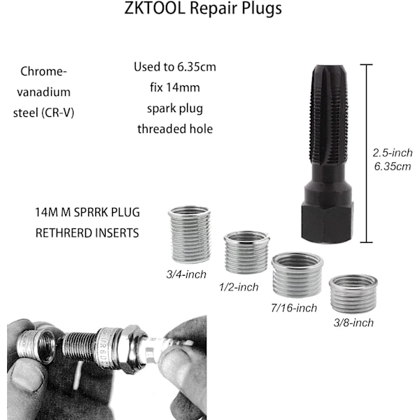 5st M14 x 1,25 Tennplugg Tråd Reparasjonssett, Sylinderhode Rethr