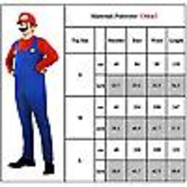 Mænd Voksen Super Mario og Luigi Fancy Dress Plumber Bros Halloween kostume （SML）