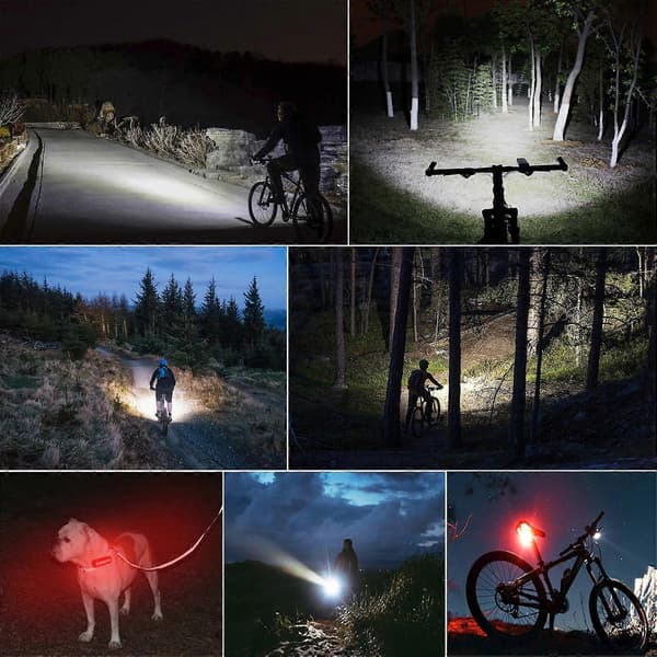 8000 Lumen USB Cykellygte, 8 LED 5200mAh Genopladelig, 5 Tilstande & Strømdisplay, IPX5 Vandtæt Forlygte-FF-