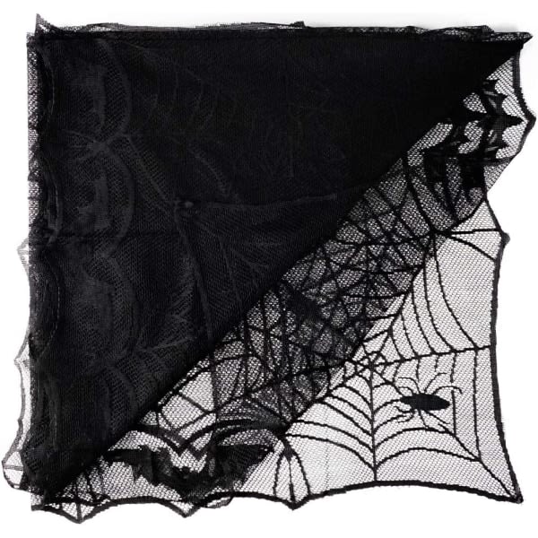 Dekorativ spindelnät Halloween duk, 244x122cm svart