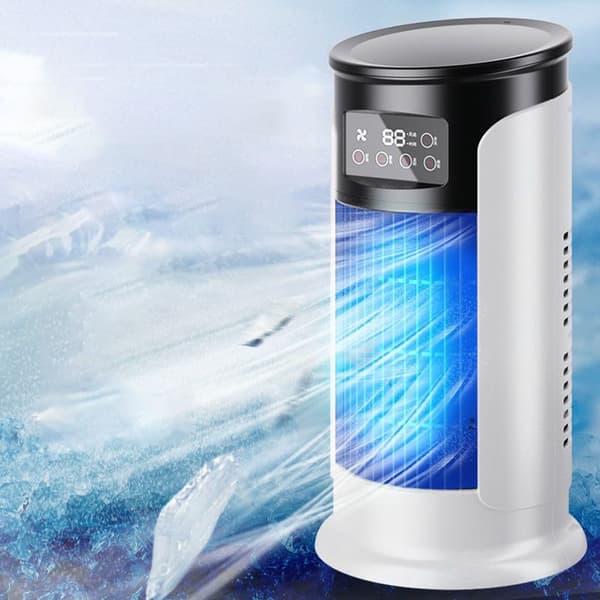 3-i-1 Mini Air Conditioner Fan, Table Fan with Humidifier and Ice Mist, USB, Quiet Cooling