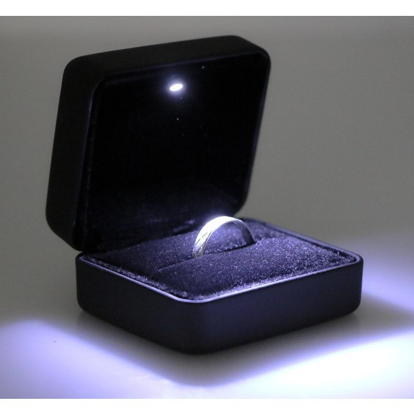 Minikokoinen metallikiiltävä LED-korulahjarasia - Helppo sovittaa taskuun tai kukkaroon (musta)