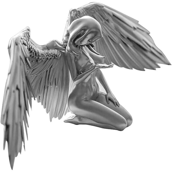 Desktop Resin Ornament Kvinde Angel Wings Knælende Skulptur