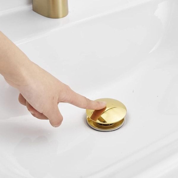 LaBlanc - Guld Pop Up Bottenventil Utan Överfyllnadsskydd, Avloppspropp med Sil, Badrumsbottenventil i Mässing-XF7-
