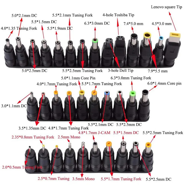 34st Universaali virtalähde 96W 12V - 24V säädettävä kannettava laturi Dell, Toshiba, Hp, Asus, Acer kannettaville tietokoneille EU-pistoke UK