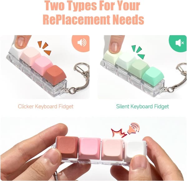 Tangentbord Fidget Toy 2 delar Stresslindrande Klicker Nyckelring