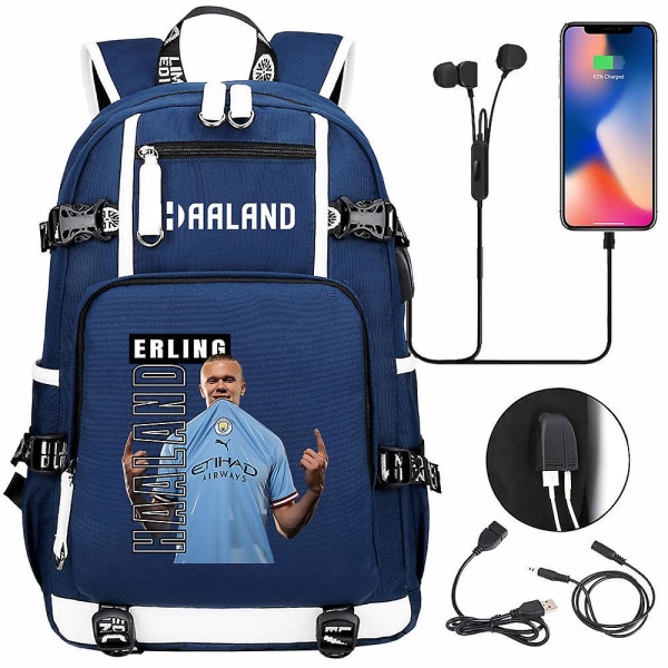 Erling Haaland Trykt ryggsäck med tryk, studentryggsäck, resväska med stor kapacitet Style 6[HK]