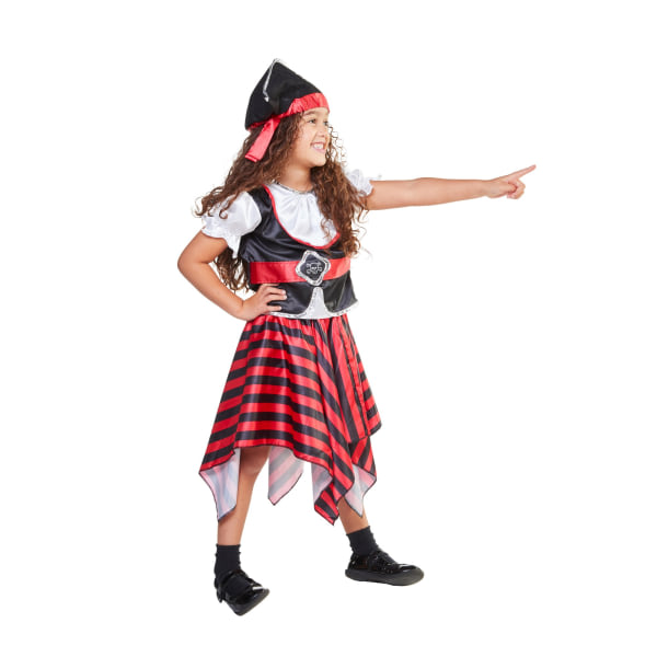 Bristol Novelty Girls Pirate Costume M Svart/Vit/Röd Black/White/Red M