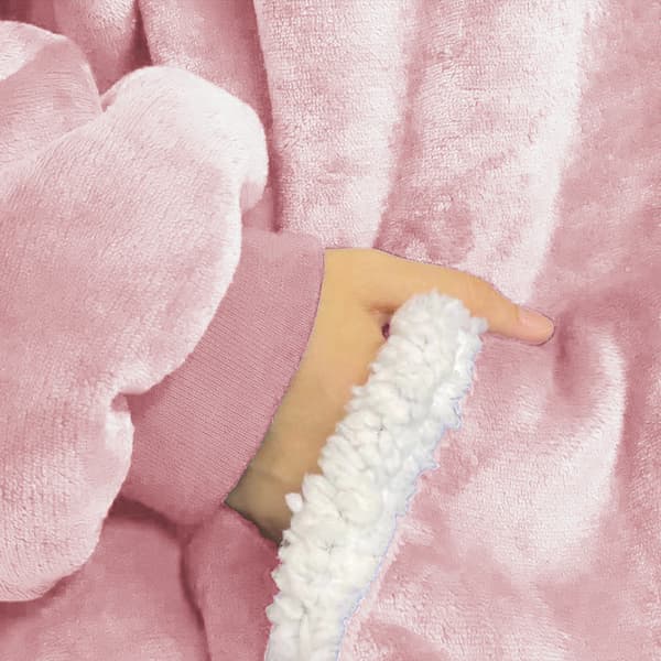 Oversized hettegenserteppe, bærbart hettegenserteppe-FF- pink