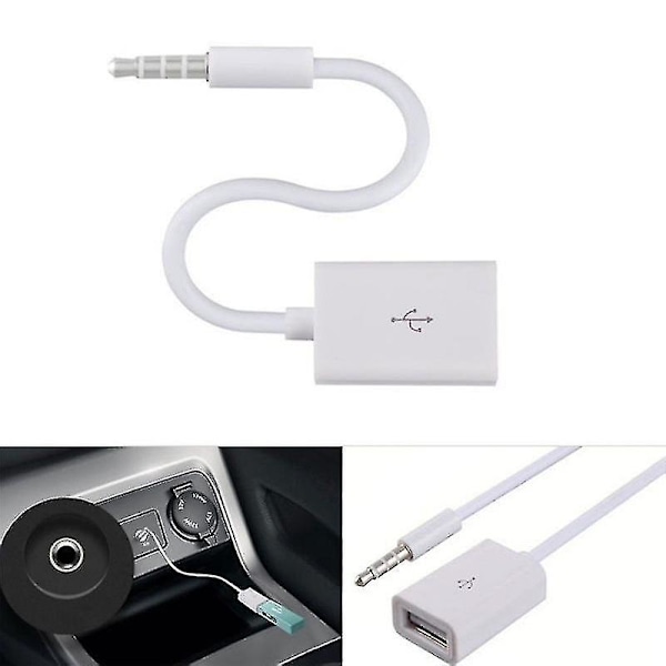 3,5 mm uros aux -ljudkontakt till USB 2,0 hona -konverterkabel sladd för bil Mp3 Hfmqv