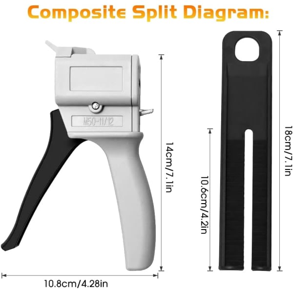 50 ml epoxidispenserpistol, AB epoxilimpistolhåndtagsapplikator for limblanding, 1:1 og 2:1 forhold (pistol)