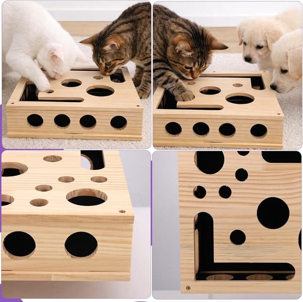 Kattklöspussel med sandpapper Interaktiv träleksak för nagelfil 30x25x8 cm