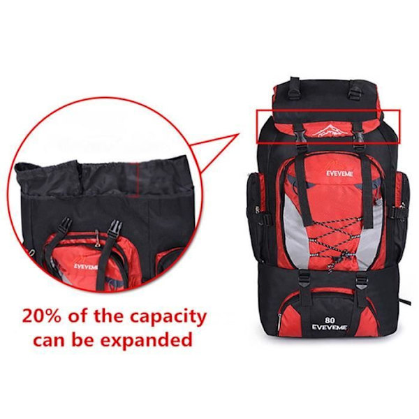 TEMPSA 80L Vattentät Ryggsäck Multifunktionell Skolväska Axel Militär Crossbody Resa Retro Läder RÖD-XF7-