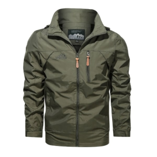 Herre Jakke Casual Efterår Vinter Varm Vindjakke Fuld Lynlås Vindtæt Overtøj Modefrakke Army Green-XF1- Army Green L