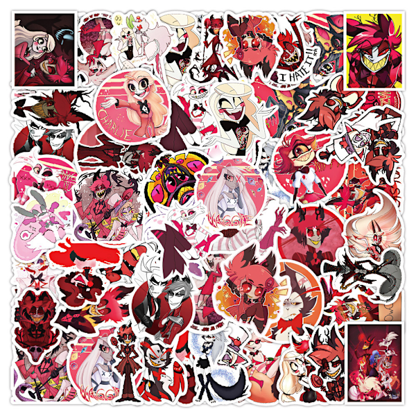 50 kpl Hazbin Hotel -tarroja Angel Dust Alastor Vinyyli Vedenpitävät Sarjakuva Tarrat 50PCS