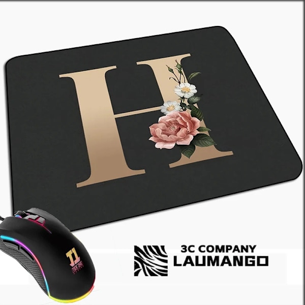 Lille Spillemusmåtte Gylden Initial Navn Mønster Kawaii Musmåtte Gamer Mini Computer Anime Måtte Gummimåtte Pc Tilbehør Måtter GG002036 GG002036 25x29cm