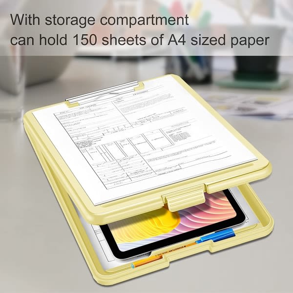 Keltainen - Kannettava A4-kokoinen asiakirjateline kynäpidikkeellä Suuri kapasiteetti