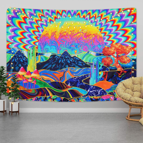 Trippy Tapestry Psychedelic Tapestry Planet And Mountain Tapestr