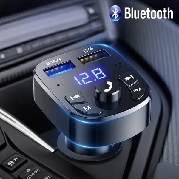 Langaton FM-lähetin Bluetooth-autosarja handsfree-puheluilla ja USB-laturilla
