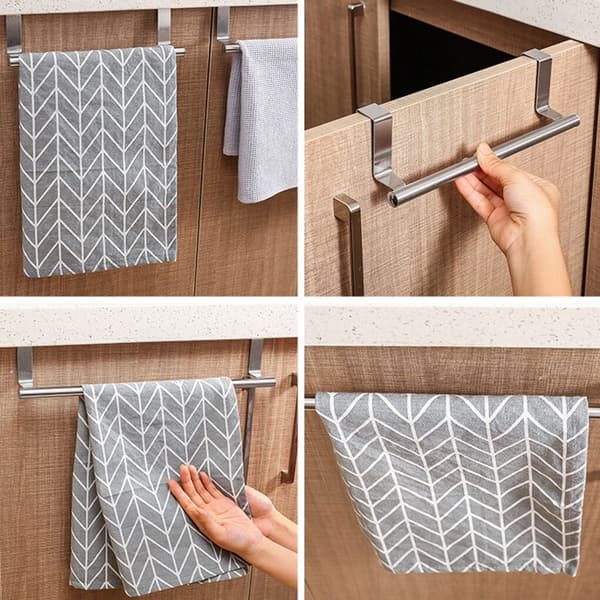 Håndklestativ baderomsskapdør 2 stk rustfritt stål 36 cm Chrome 2PCS