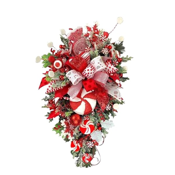 Christmas Candy Cane Wreath For Front Door Juletrapppynt Julekrans Til Indo