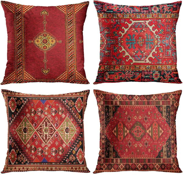 Kuddfodral geometrisk marockansk heminredning set om 4 orientaliska-FF-