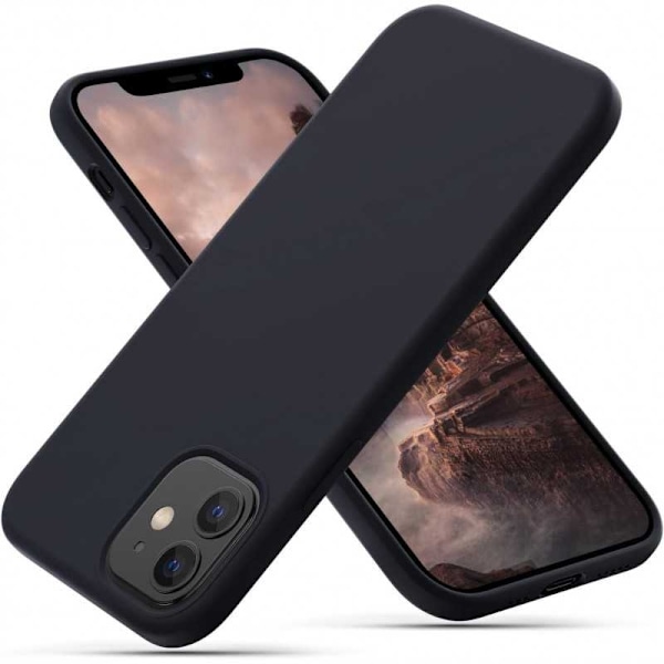 iPhone 12 Kumipäällysteinen Mattamusta Silikonikuori