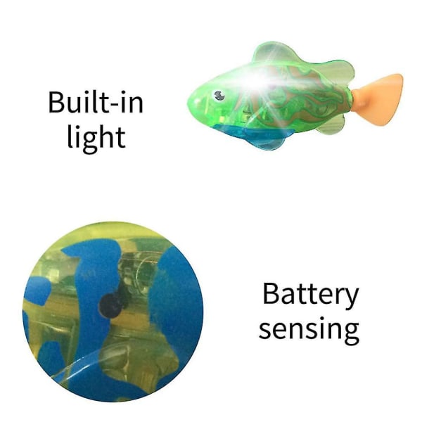 5 elektroniske fisk baby sommer badeleker kjæledyr katt leker svømming robot fisk med LED-lys vann svømmebasseng badekar leker