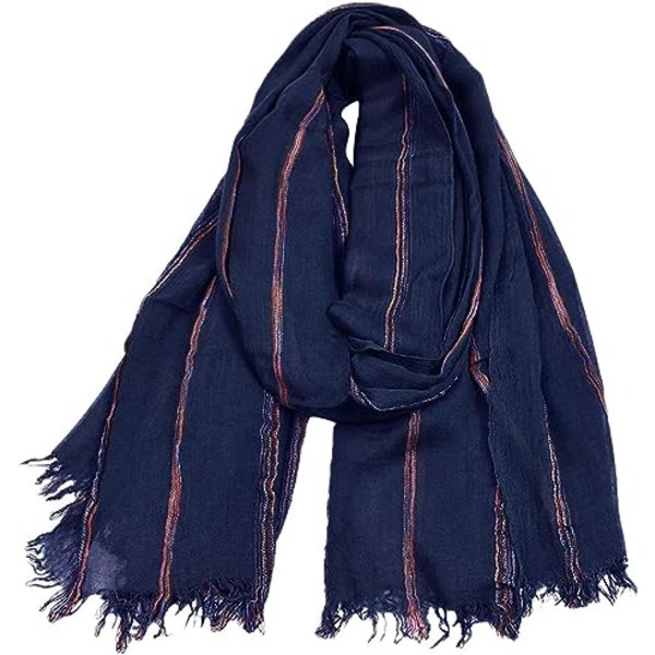 Randig herrscarf i myk bomull for sommer eller vinter 190 * 95 cm.