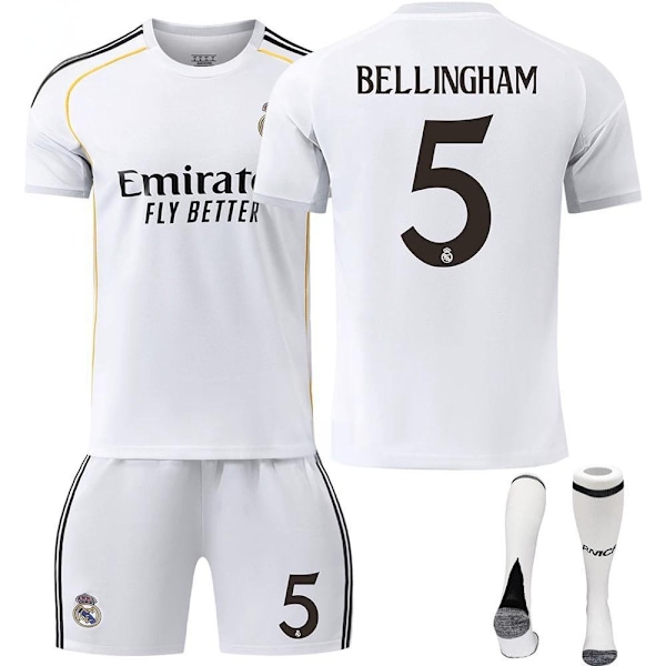 2526 Ny Real Madrid Fotballdrakt med Korte Ermer for Voksne og Barn - Flere Stiler No.5 BELLINGHAM No.5 BELLINGHAM L
