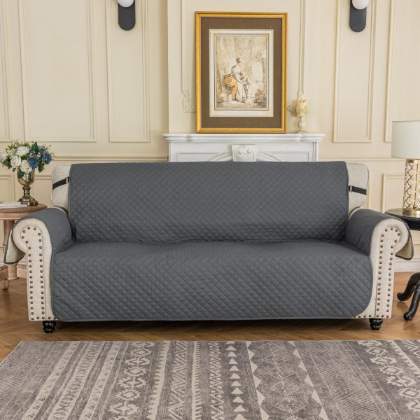 Vedenpitävä 4 istuttava sohvan cover käsinojilla Käännettävät suojatut sohvat - harmaa