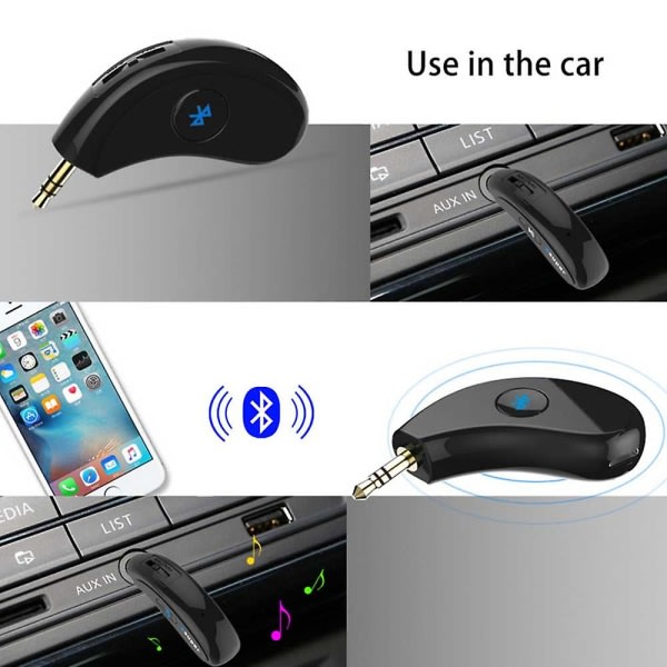 Bluetooth vastaanotin/handsfree-autosarja Kannettava 3,5 mm Bluetooth Aux -sovitin Langaton musiikin suoratoisto Yhteensopiva kotiautostereokuulokkeiden kanssa