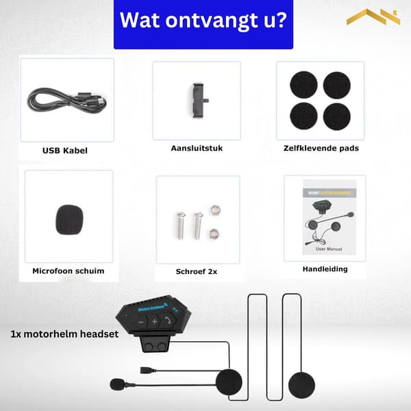 Motorcykelhjelm Bluetooth Headset med Mikrofon Vandtæt Universal