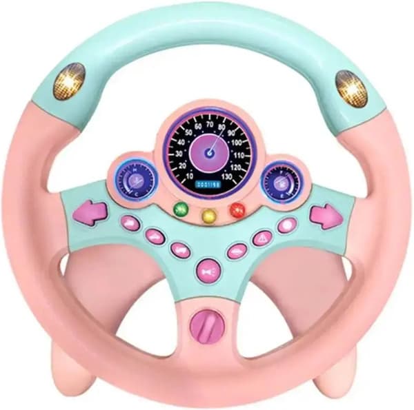 Leluauton ohjauspyörä lelu automatkoille, vaaleanpunainen Pink