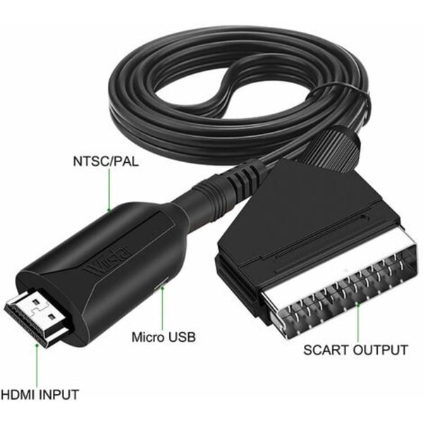 Scart til HDMI-konverterer Ljud til videoadapter for Hdtv/dvd/dekoder/ps3/pal/ntsc