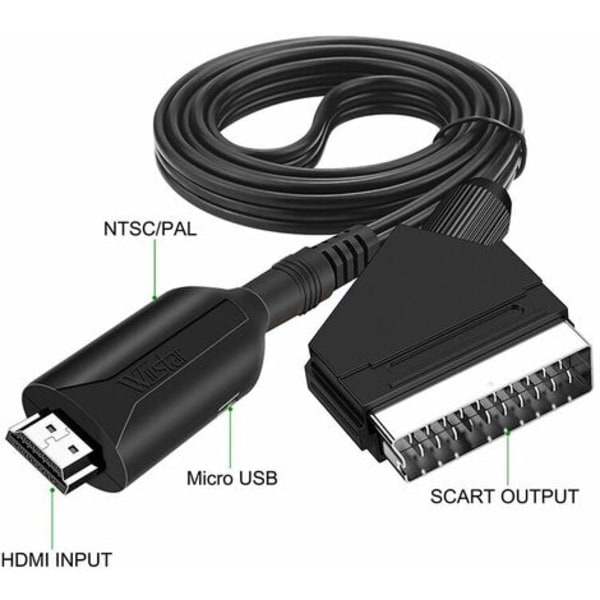 Scart til HDMI-konvertering Ljud til videoadapter til Hdtv/dvd/dekoder/ps3/pal/ntsc