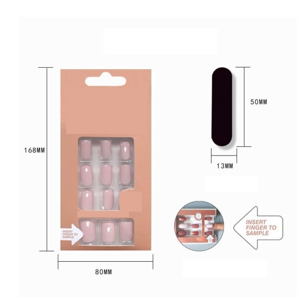 24 delar Nails Acrylic French Nude Collection, hisnande, Re