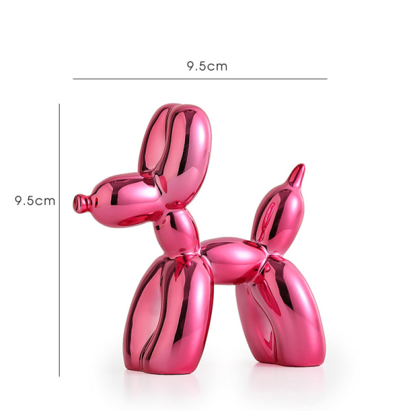 Glänsande galvanisering (rosa, 9,5 cm) staty för ballonghund