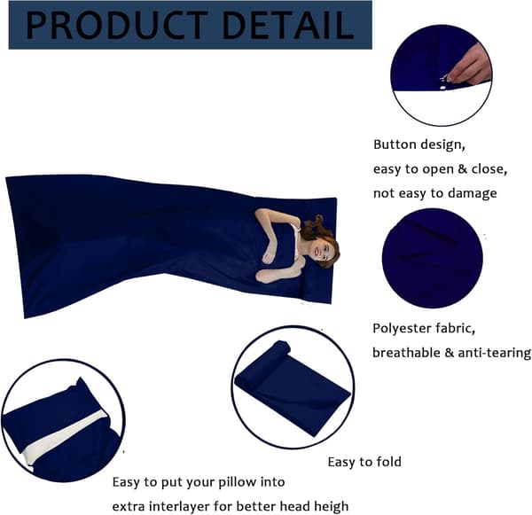 Reselakan, Lättviktigt Reselakan Sovsäck för Camping & Vandring, Marinblå, 90X220cm Blue-FF- Blue 90*220cm